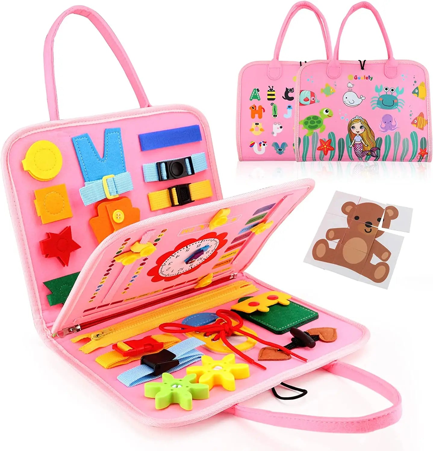 Montessori Toys Busy Board Toddler Sensory Activity Developing Board for Motor Skills， Educational Travel Activity Toys