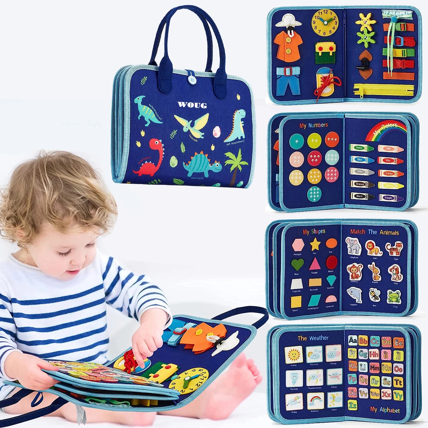 Montessori Toys Busy Board Toddler Sensory Activity Developing Board for Motor Skills， Educational Travel Activity Toys
