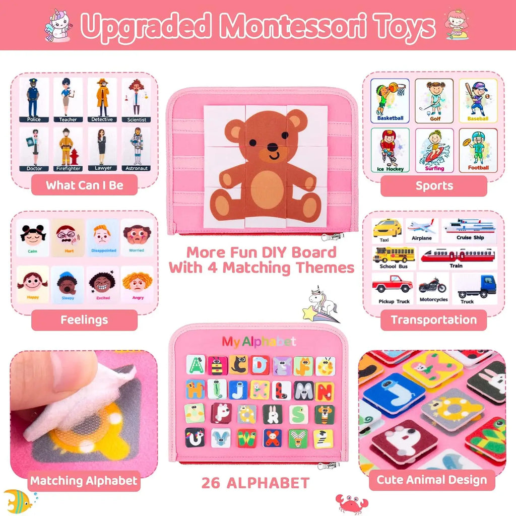 Montessori Toys Busy Board Toddler Sensory Activity Developing Board for Motor Skills， Educational Travel Activity Toys