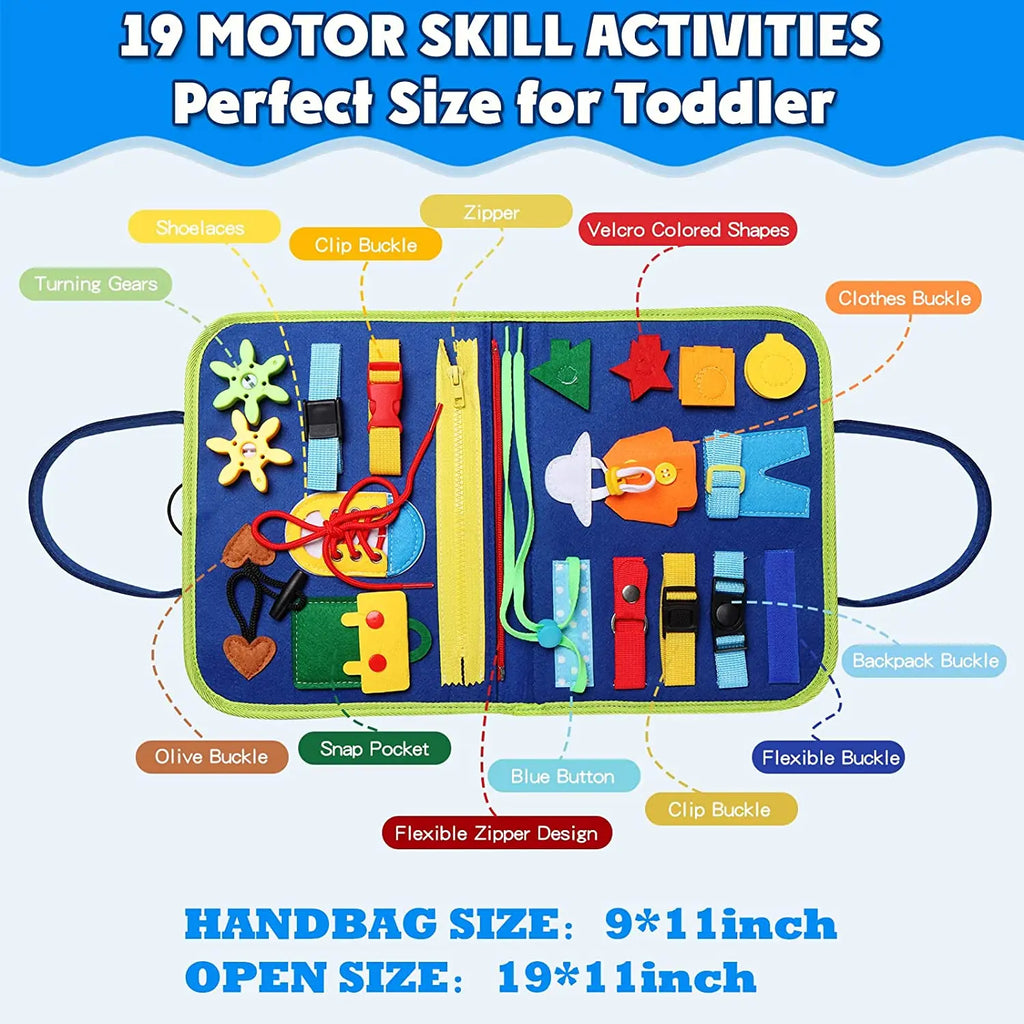 Montessori Toys Busy Board Toddler Sensory Activity Developing Board for Motor Skills， Educational Travel Activity Toys