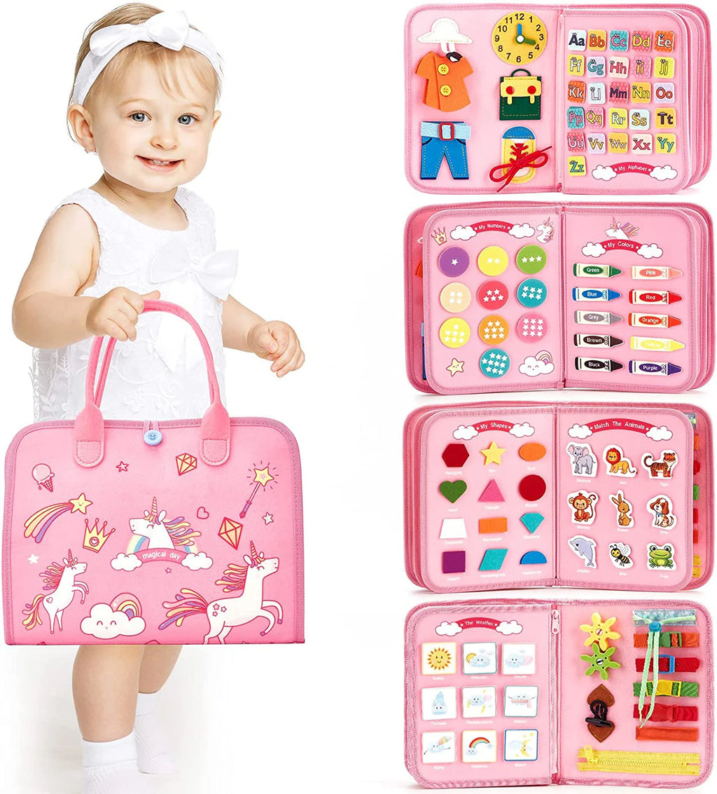 Montessori Toys Busy Board Toddler Sensory Activity Developing Board for Motor Skills， Educational Travel Activity Toys